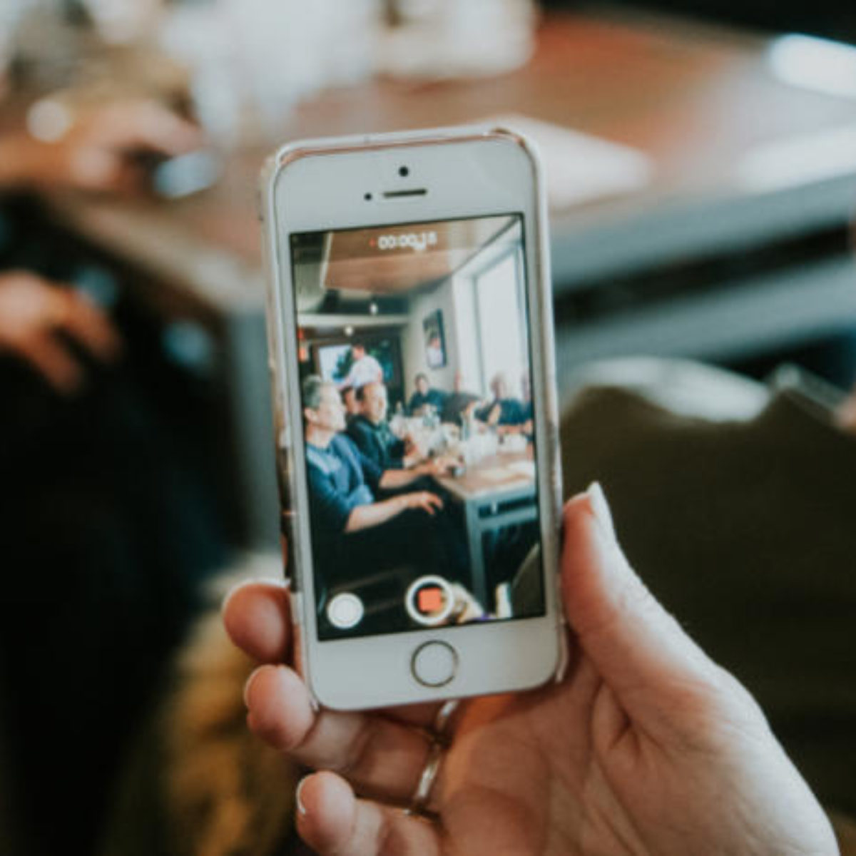 image of video interviewing using a mobile phone