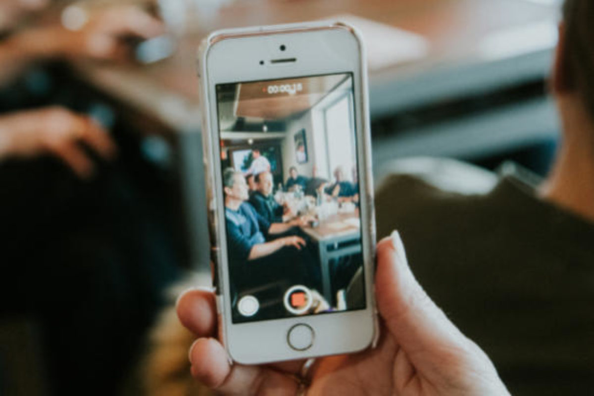 image of video interviewing using a mobile phone